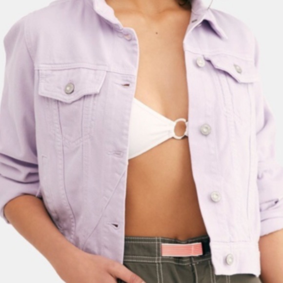 Free people Rumors Denim Jacket purple lilac denim Jacket size small